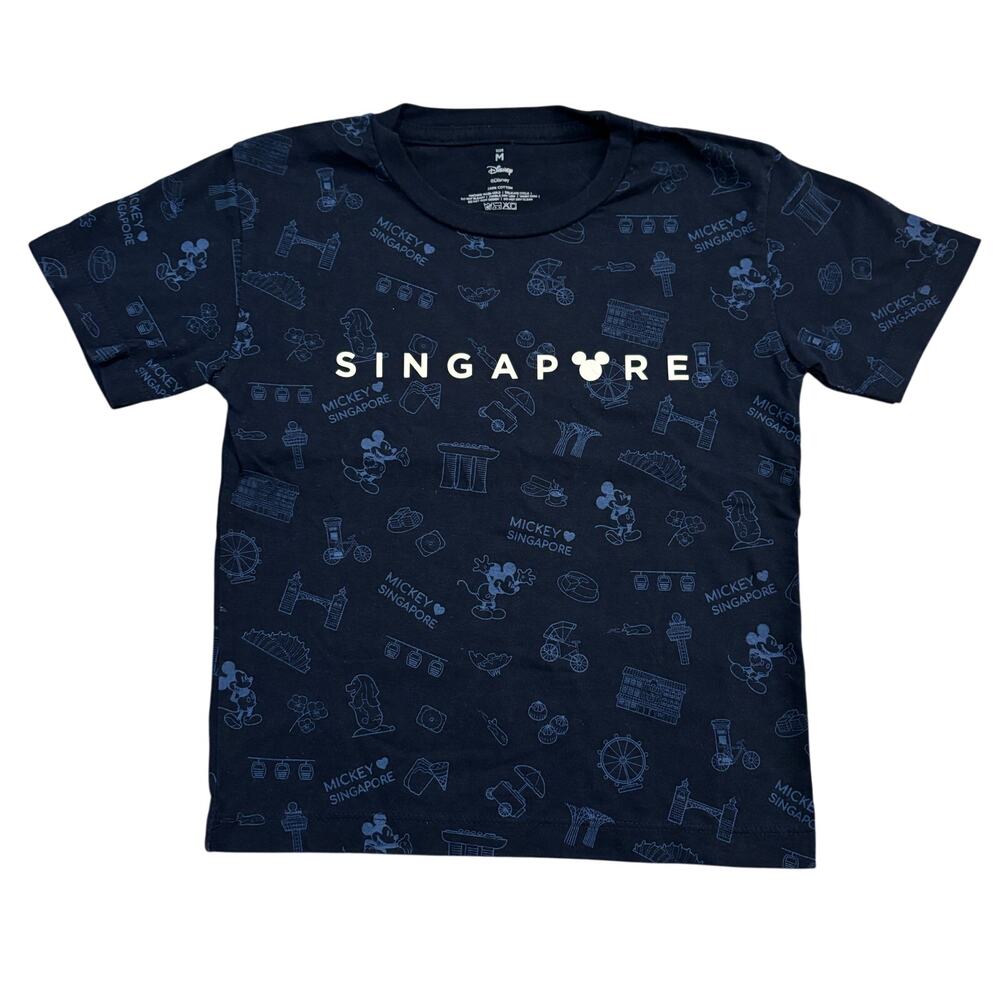 Disney Mickey Mouse Singapore Graphic T-Shirt - Kids Medium Dark Navy Blue